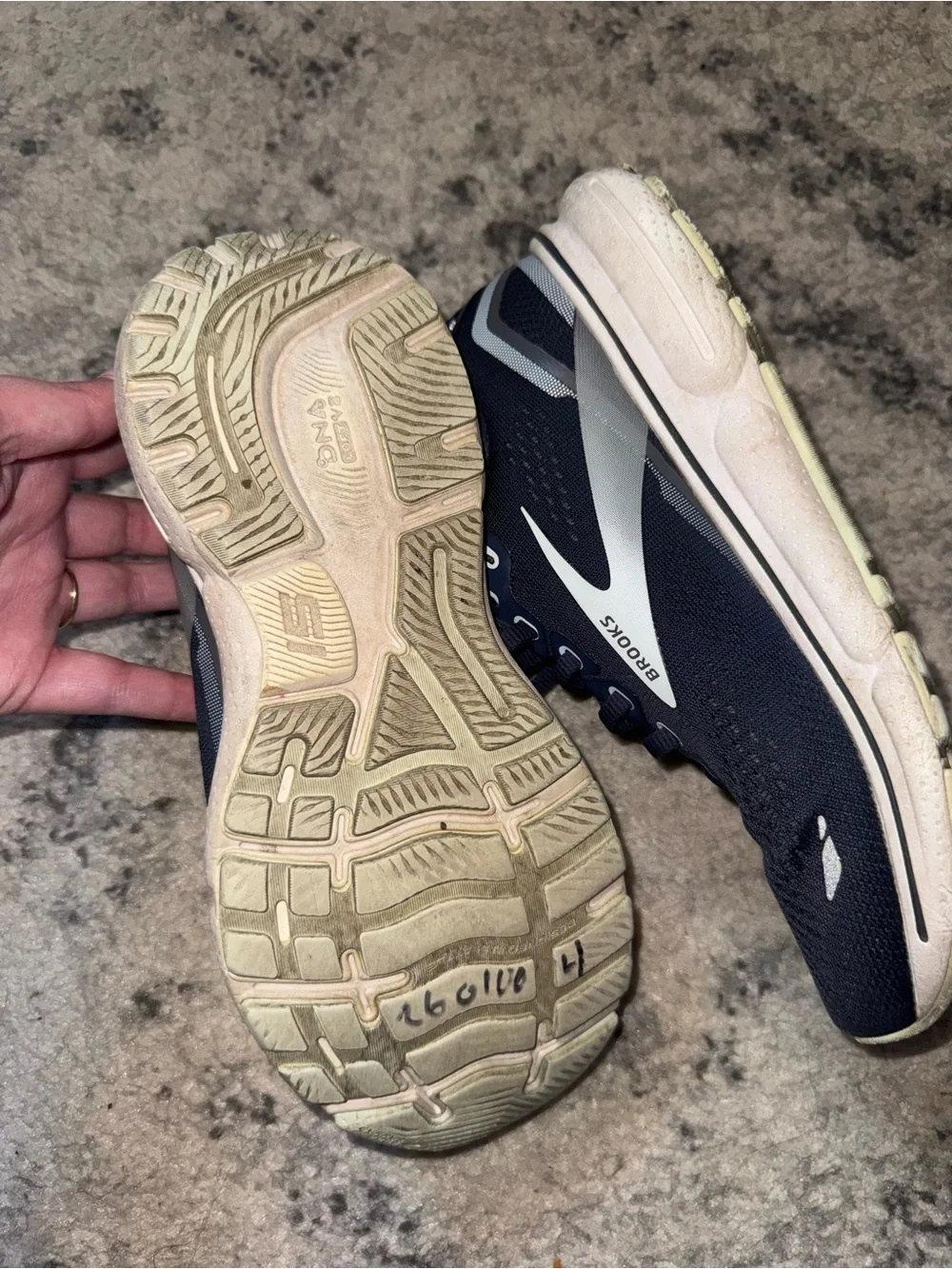 Brooks Navy and White Running Sneakers